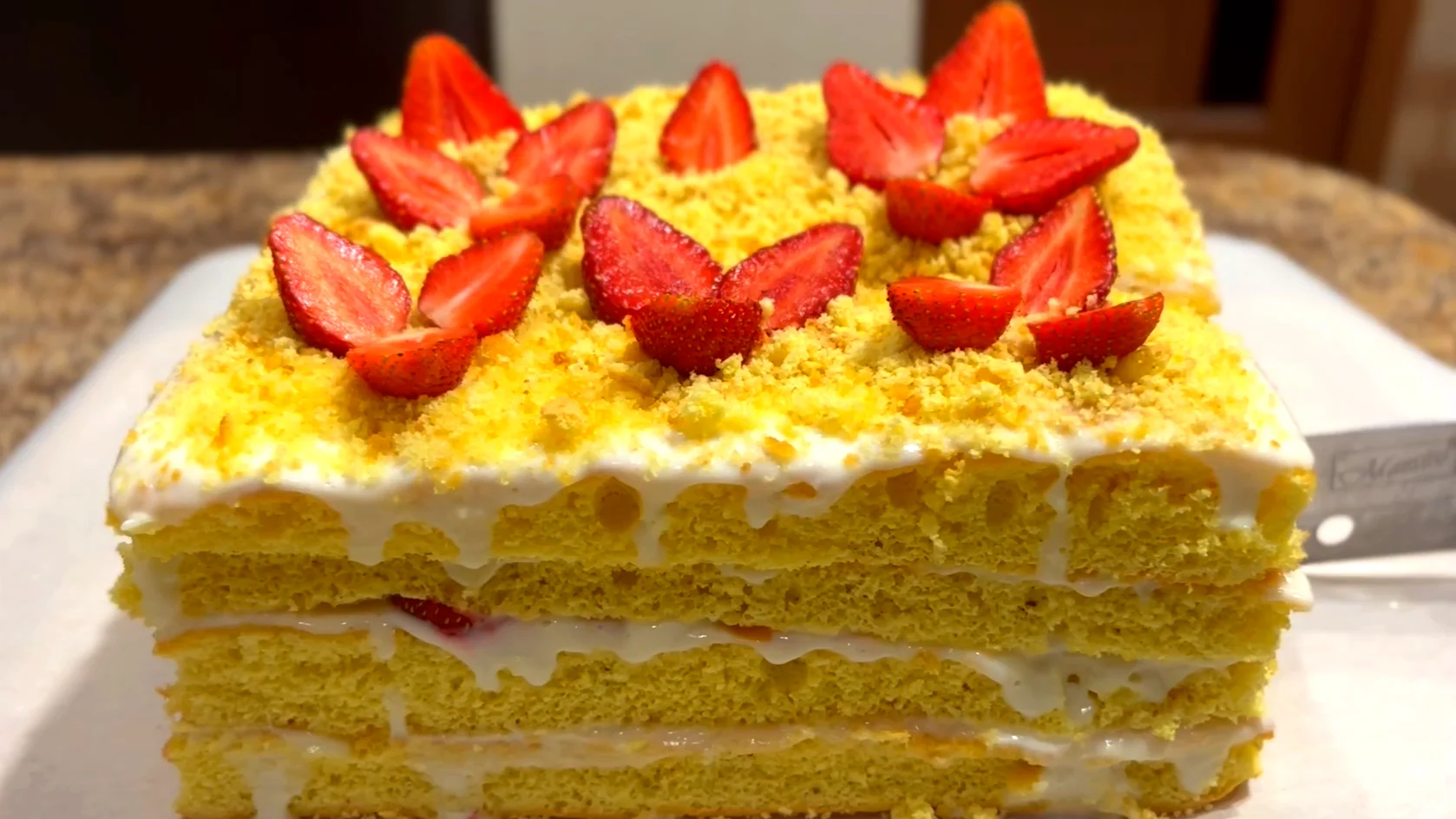 Нежный бисквитный Торт со сметанным кремом: Рецепт вкусного десерта – Быстро к чаю