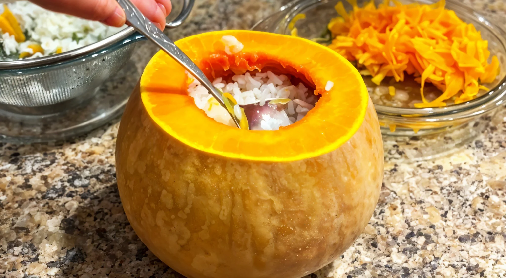 Рисовая каша на молоке приготовленная в тыкве Рисовая каша на молоке приготовленная в тыкве