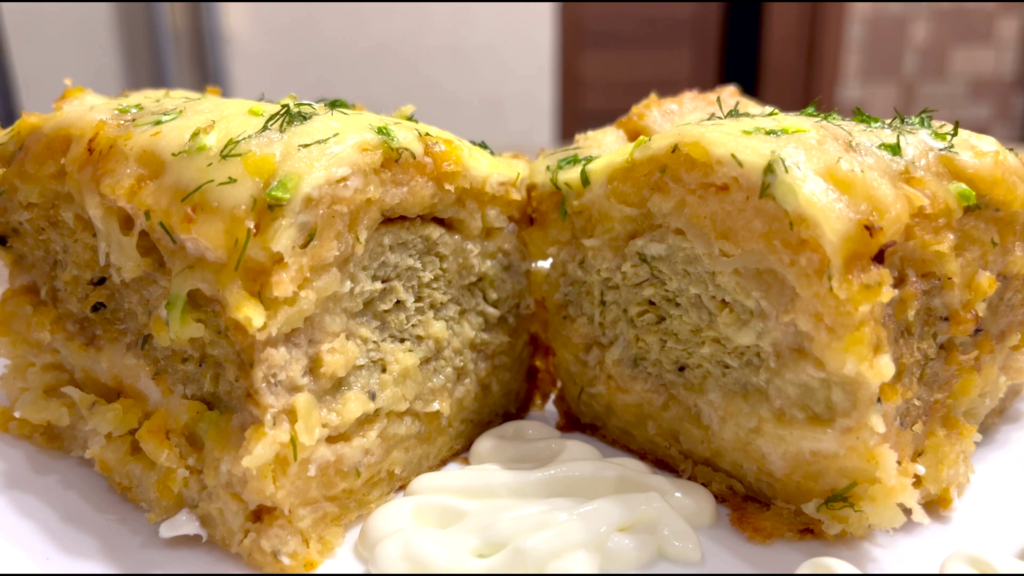 Картофельный пирог с курицей и сыром