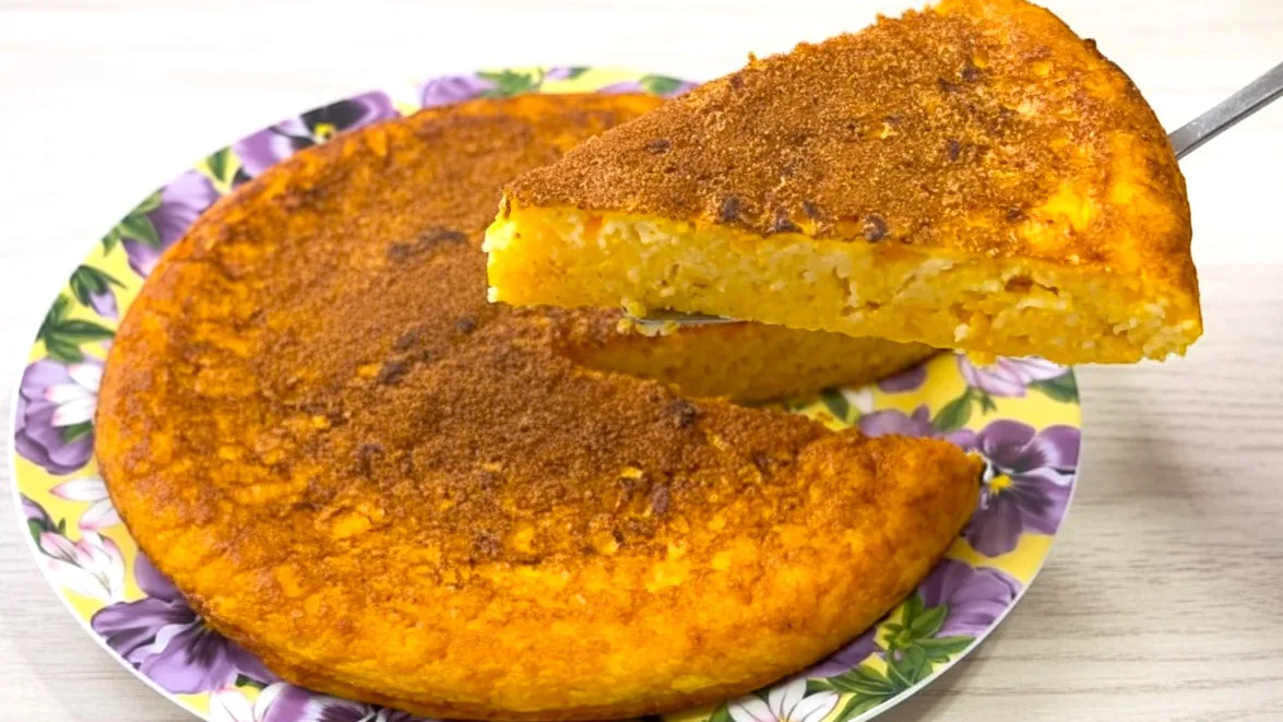 Нежный тыквенный пирог без муки и без духовки