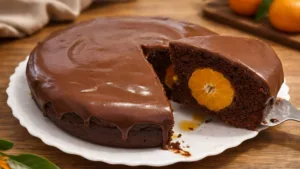 Шоколадный пирог с мандаринами на сковороде